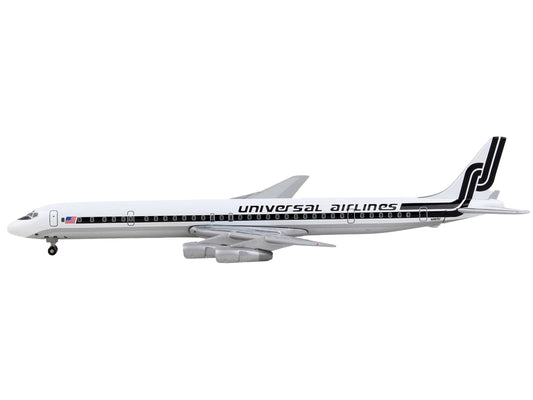 Douglas DC-8-61 Commercial Aircraft "Universal Airlines" White with Black Stripes 1/400 Diecast Model Airplane by GeminiJets