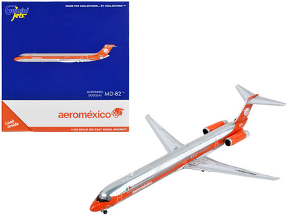 McDonnell Douglas MD-82 Commercial Aircraft "AeroMexico" Orange and Silver 1/400 Diecast Model Airplane by GeminiJets