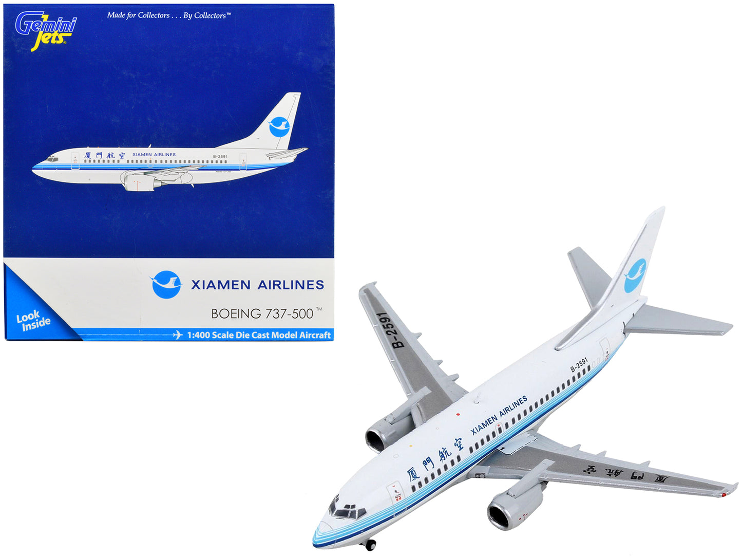 Boeing 737-500 Commercial Aircraft "Xiamen Airlines" White with Blue Stripes 1/400 Diecast Model Airplane by GeminiJets