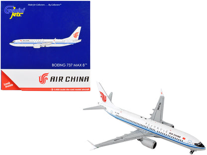 Boeing 737 MAX 8 Commercial Aircraft "Air China" White with Blue Stripes 1/400 Diecast Model Airplane by GeminiJets