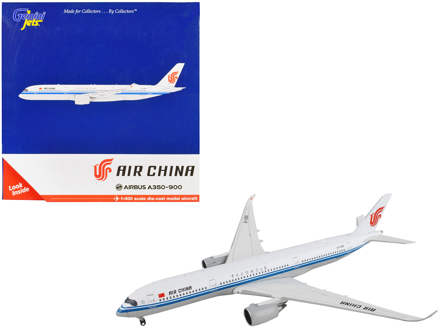 Airbus A350-900 Commercial Aircraft "Air China" White with Blue Stripes 1/400 Diecast Model Airplane by GeminiJets