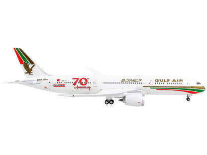 Boeing 787-9 Commercial Aircraft "Gulf Air - 70th Anniversary" White with Graphics 1/400 Diecast Model Airplane by GeminiJets