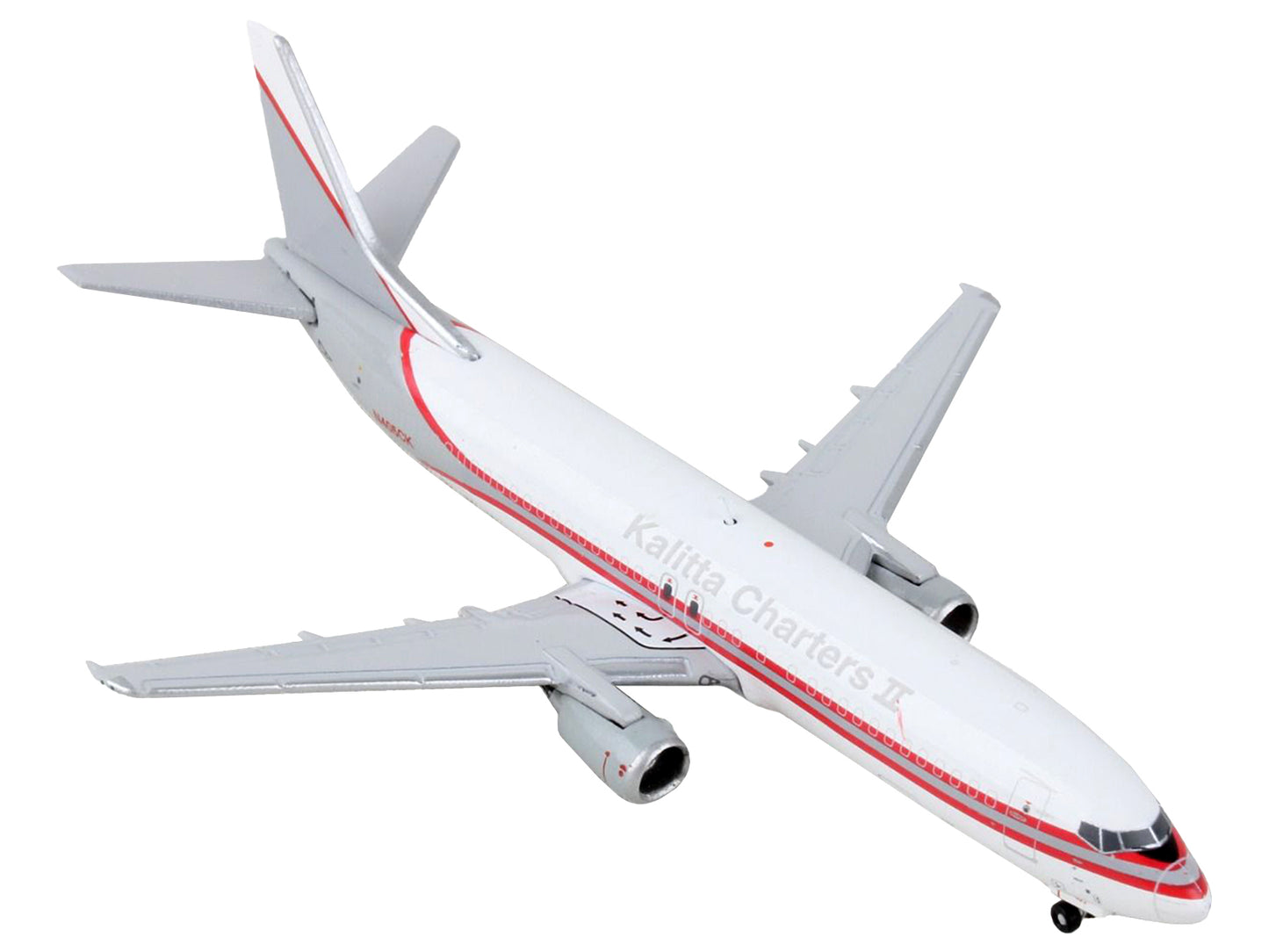 Boeing 737-400F Commercial Aircraft "Kalitta Charters II" White and Gray with Red Stripes 1/400 Diecast Model Airplane by GeminiJets