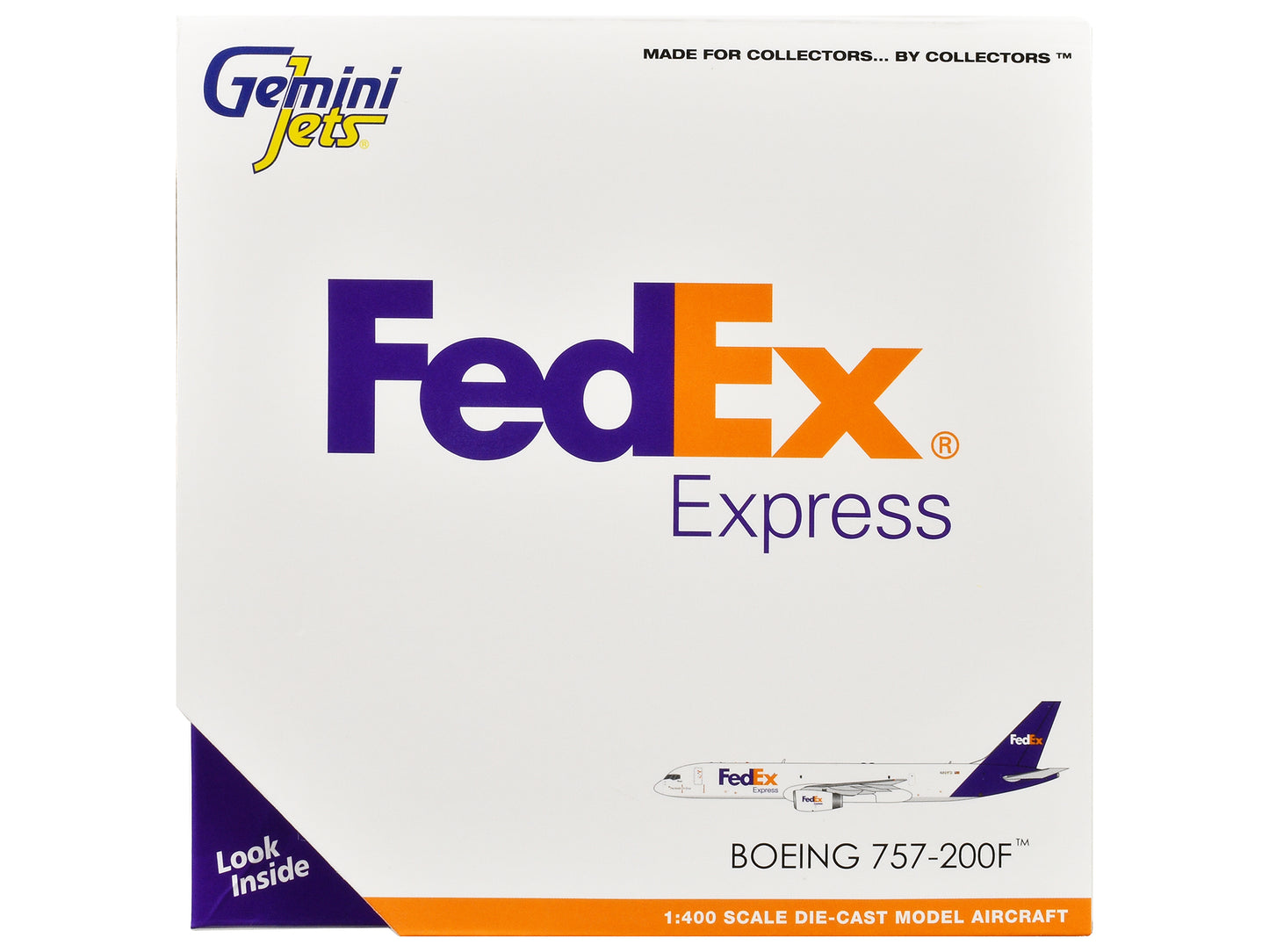 Boeing 757-200F Commercial Aircraft "FedEx (Federal Express)" (N921FD) White with Purple Tail 1/400 Diecast Model Airplane by GeminiJets