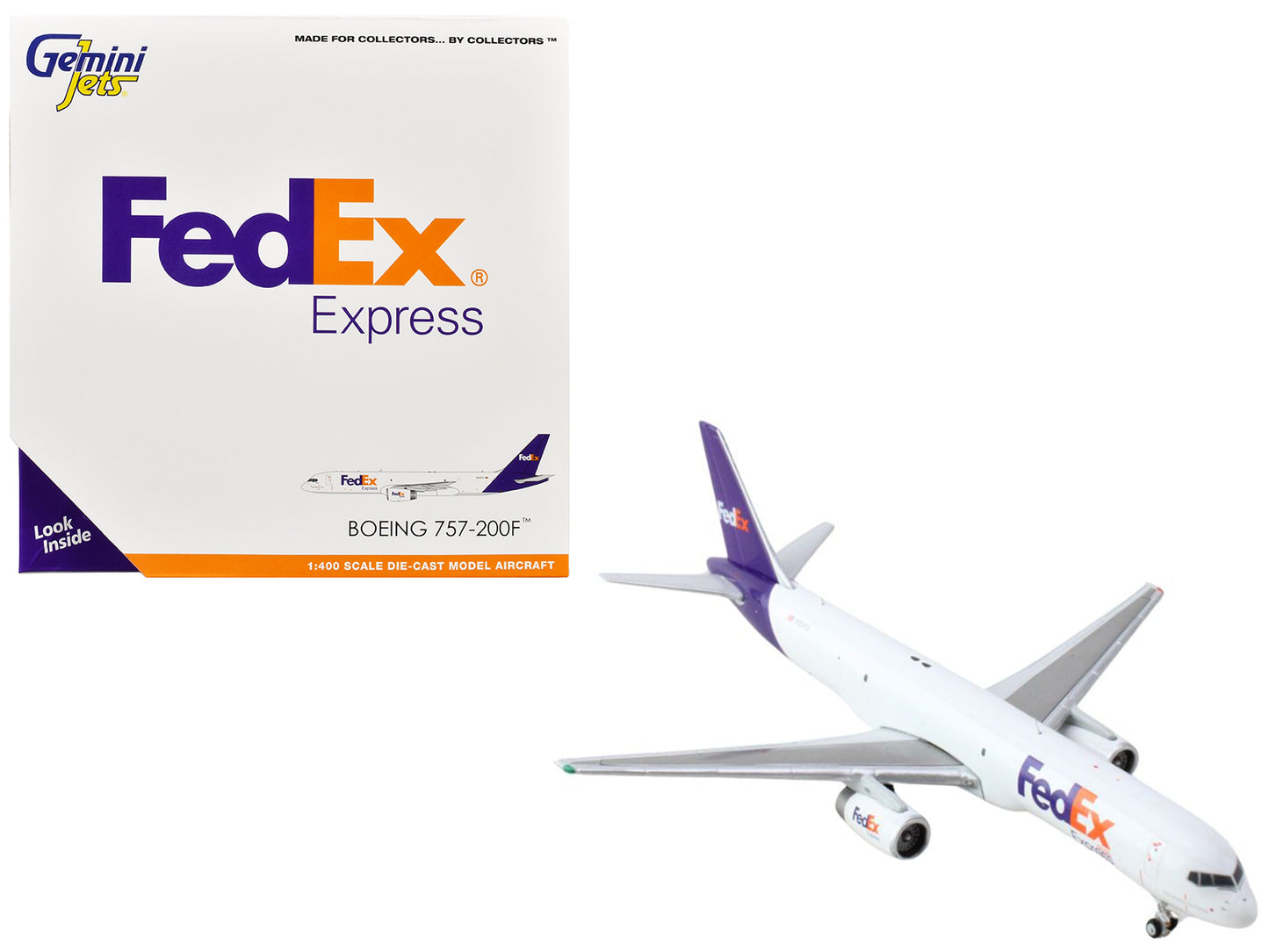 Boeing 757-200F Commercial Aircraft "FedEx (Federal Express)" (N921FD) White with Purple Tail 1/400 Diecast Model Airplane by GeminiJets