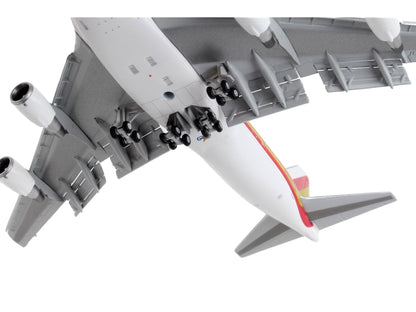 Boeing 747-400F Commercial Aircraft with Flaps Down "Kalitta Air" White with Stripes "Mask" Livery 1/400 Diecast Model Airplane by GeminiJets