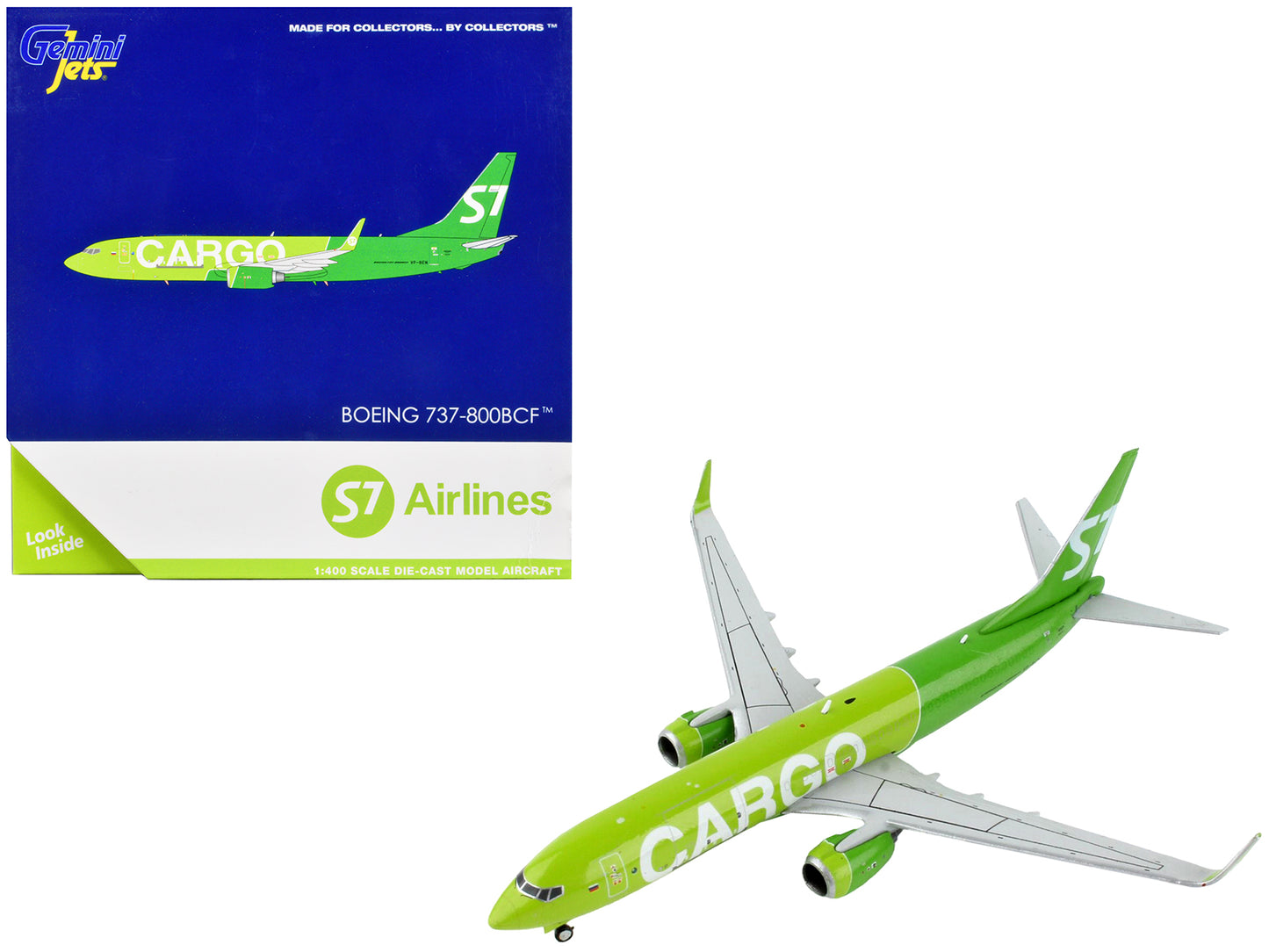 Boeing 737-800BCF Commercial Aircraft "S7 Airlines Cargo" Green 1/400 Diecast Model Airplane by GeminiJets