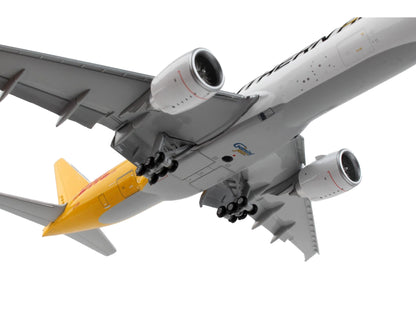 Boeing 777F Commercial Aircraft with Flaps Down "Southern Air - DHL" White and Yellow 1/400 Diecast Model Airplane by GeminiJets