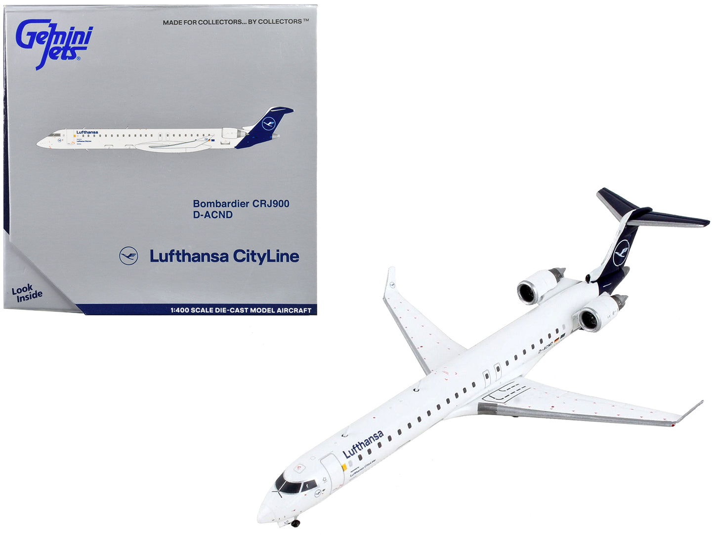 Bombardier CRJ900 Commercial Aircraft "Lufthansa" White with Dark Blue Tail 1/400 Diecast Model Airplane by GeminiJets