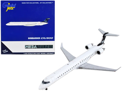 Bombardier CRJ900 Commercial Aircraft "Mesa Airlines" White with Black Tail 1/400 Diecast Model Airplane by GeminiJets