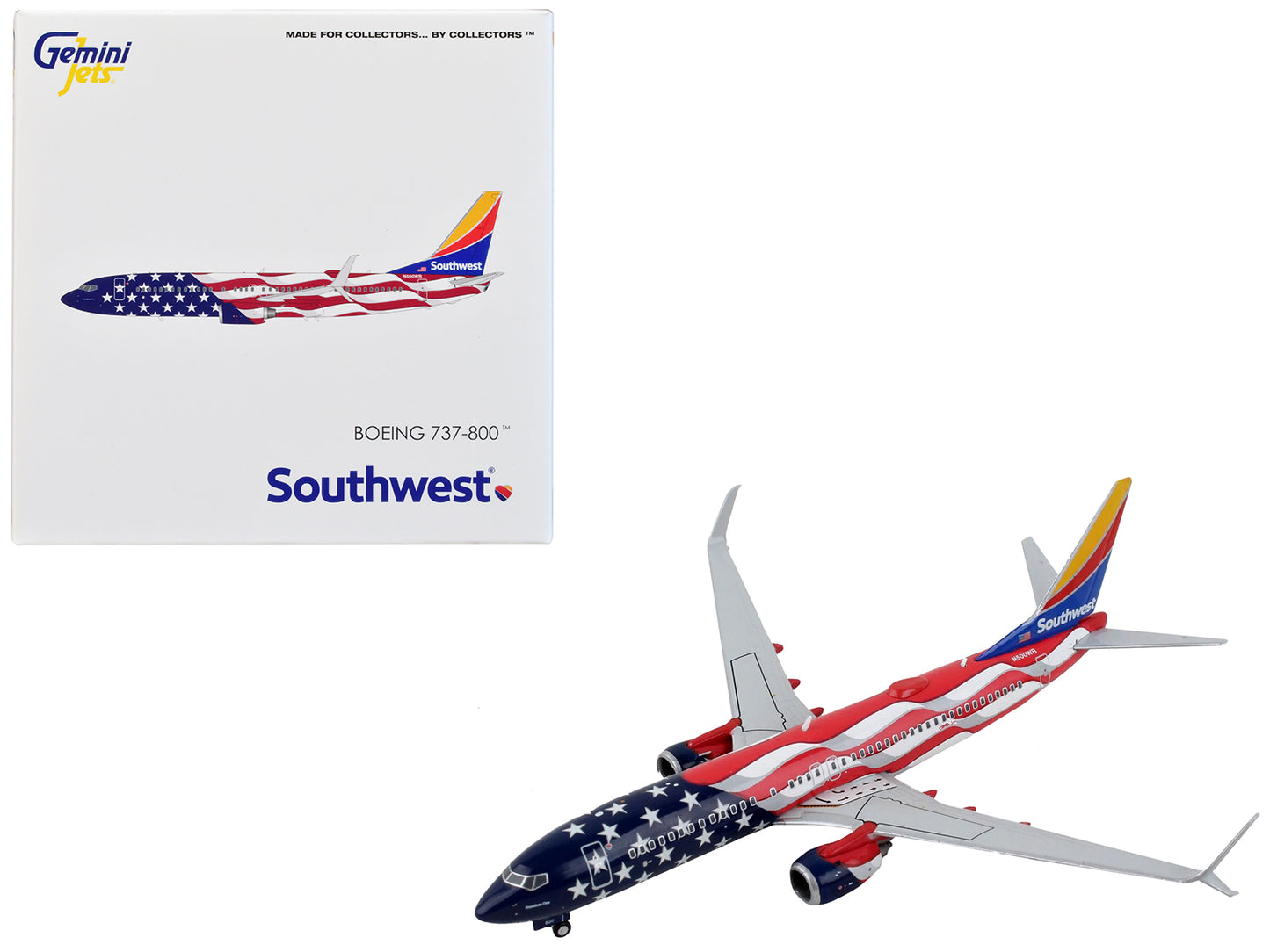 Boeing 737-800 Commercial Aircraft "Southwest Airlines - Freedom One" United States Flag Livery 1/400 Diecast Model Airplane by GeminiJets