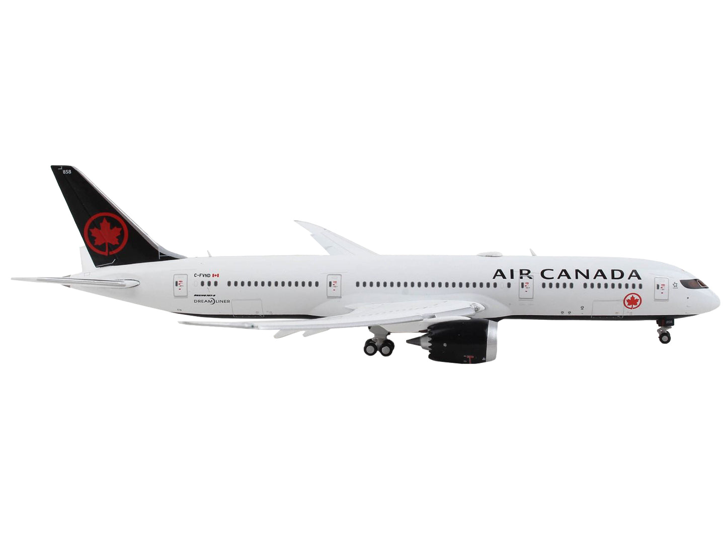 Boeing 787-9 Commercial Aircraft with Flaps Down "Air Canada" White with Black Tail 1/400 Diecast Model Airplane by GeminiJets