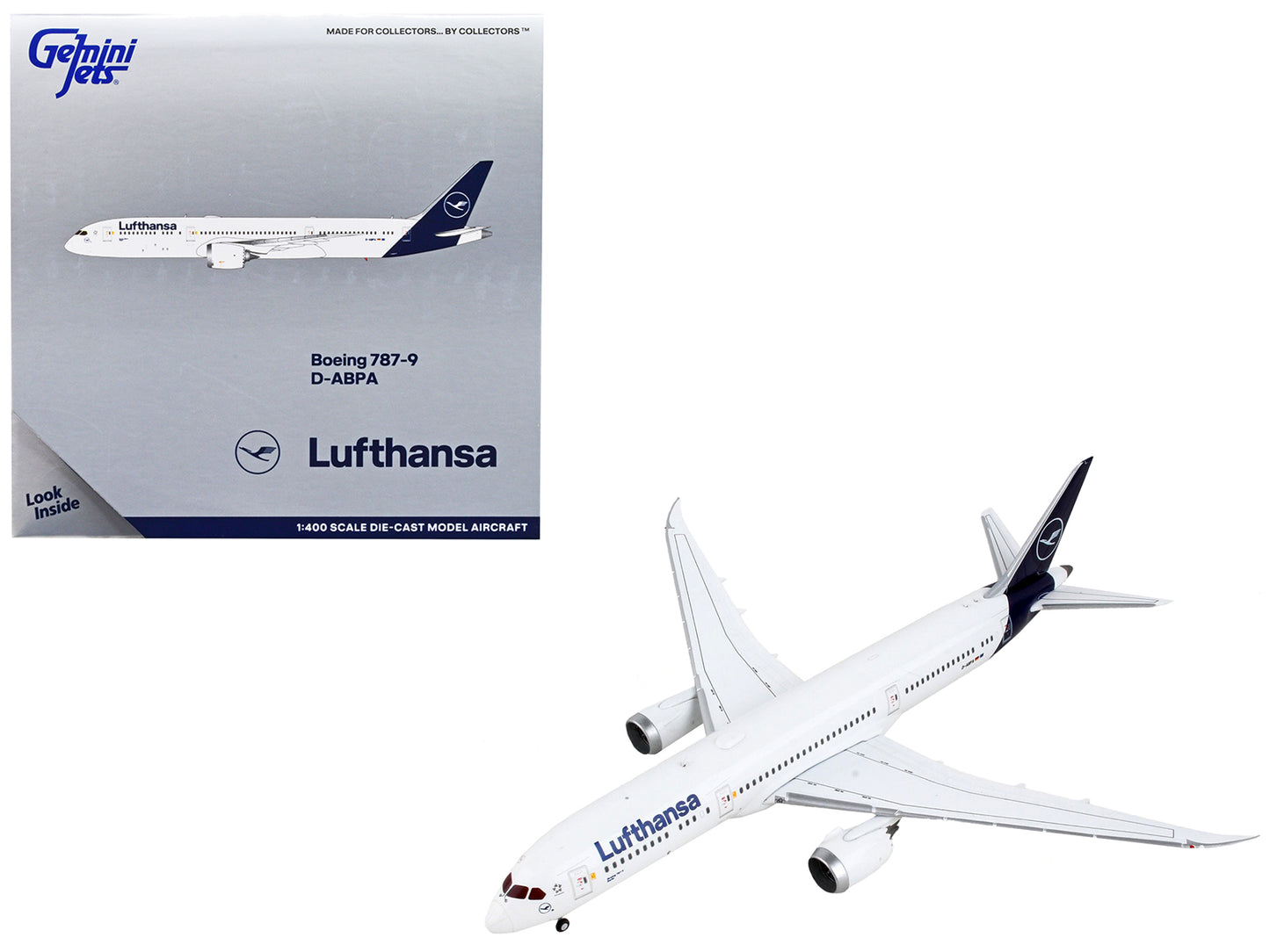 Boeing 787-9 Commercial Aircraft "Lufthansa - D-ABPA" White with Dark Blue Tail 1/400 Diecast Model Airplane by GeminiJets