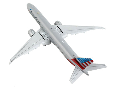 Boeing 777-300ER Commercial Aircraft with Flaps Down "American Airlines" Silver with Striped Tail 1/400 Diecast Model Airplane by GeminiJets