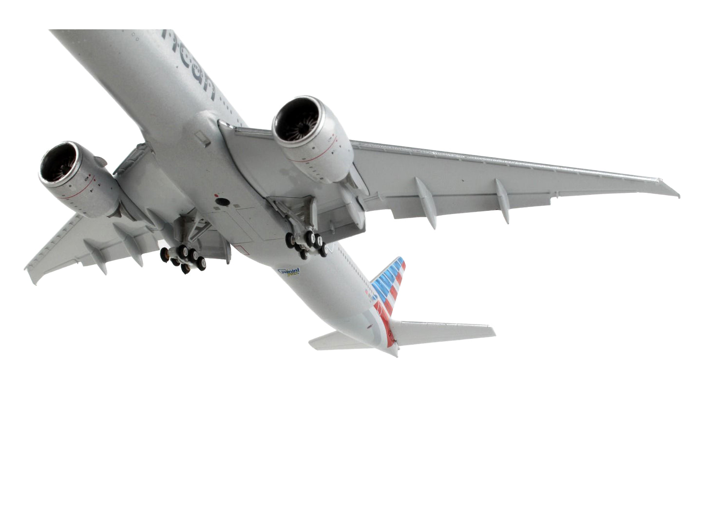 Boeing 777-300ER Commercial Aircraft with Flaps Down "American Airlines" Silver with Striped Tail 1/400 Diecast Model Airplane by GeminiJets