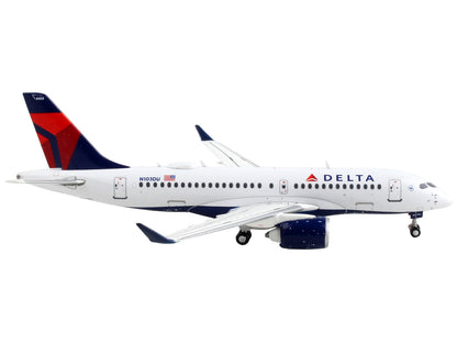 Airbus A220-100 Commercial Aircraft "Delta Airlines" White with Blue and Red Tail 1/400 Diecast Model Airplane by GeminiJets