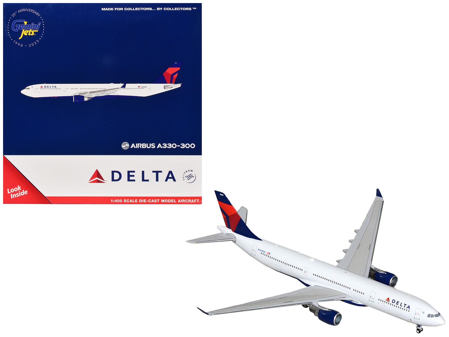 Airbus A330-300 Commercial Aircraft "Delta Air Lines" (N829NW) White with Blue and Red Tail 1/400 Diecast Model Airplane by GeminiJets