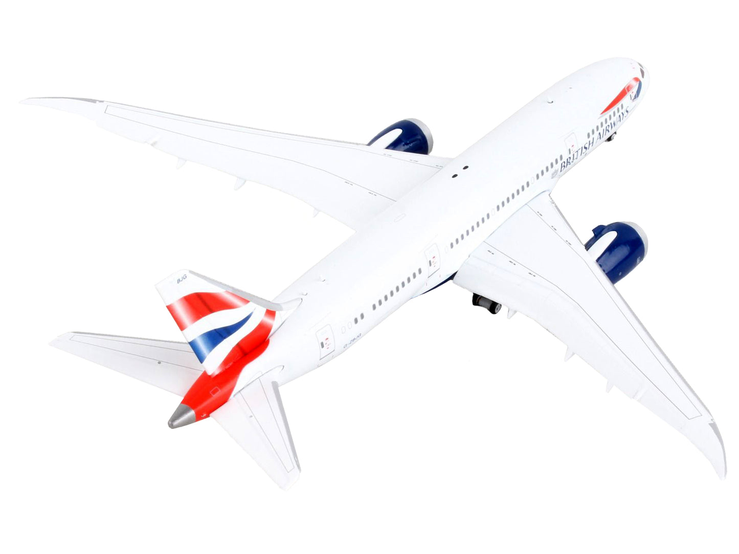 Boeing 787-8 Commercial Aircraft with Flaps Down "British Airways" White with Tail Stripes 1/400 Diecast Model Airplane by GeminiJets