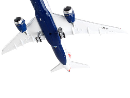 Boeing 787-8 Commercial Aircraft with Flaps Down "British Airways" White with Tail Stripes 1/400 Diecast Model Airplane by GeminiJets