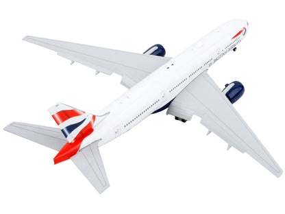 Boeing 777-200ER Commercial Aircraft with Flaps Down "British Airways" White with Tail Stripes 1/400 Diecast Model Airplane by GeminiJets