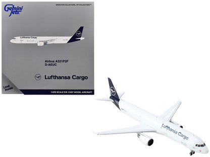 Airbus A321P2F Commercial Aircraft "Lufthansa Cargo" (D-AEUC) White with Blue Tail 1/400 Diecast Model Airplane by GeminiJets