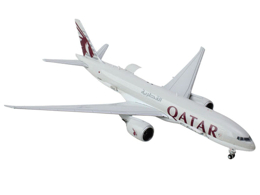 Boeing 777F Commercial Aircraft "Qatar Airways" (A7-BFT) Gray with Tail Graphics "Interactive Series" 1/400 Diecast Model Airplane by GeminiJets