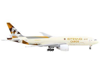 Boeing 777F Commercial Aircraft "Etihad Cargo" Beige with Graphics "Interactive Series" 1/400 Diecast Model Airplane by GeminiJets