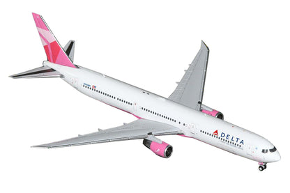 Boeing 767-400ER Commercial Aircraft "Delta Air Lines - Breast Cancer Research Foundation" (N845MH) White with Pink Tail 1/400 Diecast Model Airplane by GeminiJets