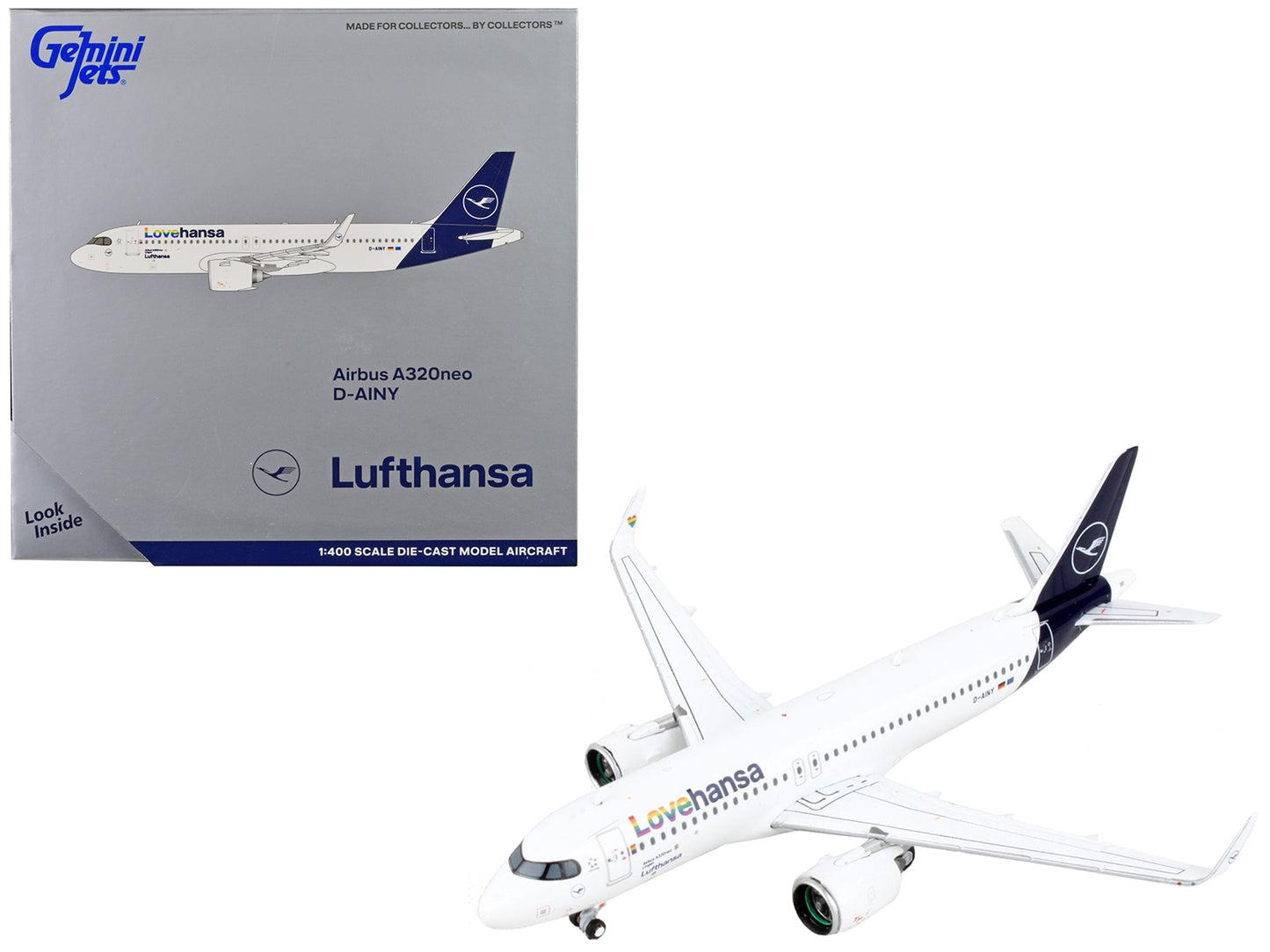 Airbus A320neo Commercial Aircraft "Lufthansa - Lovehansa" White with Dark Blue Tail 1/400 Diecast Model Airplane by GeminiJets