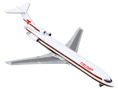 Boeing 727-200 Commercial Aircraft "Trump Shuttle" White with Red Stripes 1/400 Diecast Model Airplane by GeminiJets