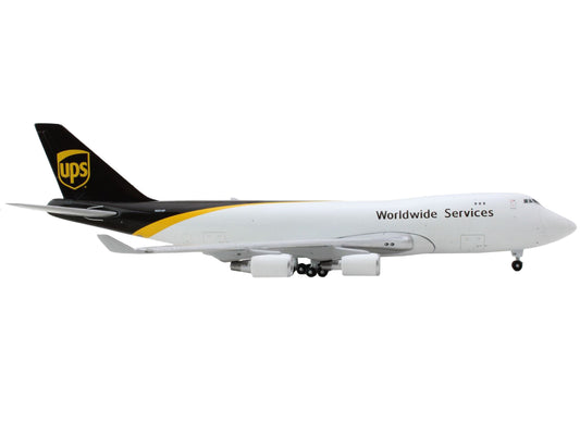 Boeing 747-400F Commercial Aircraft "UPS Worldwide Services" White with Brown Tail 1/400 Diecast Model Airplane by GeminiJets