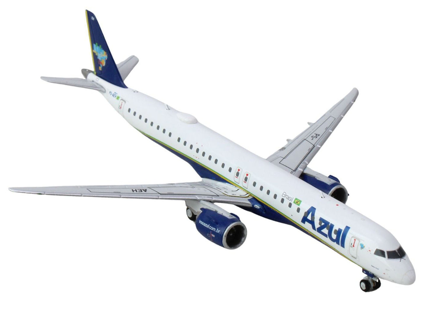 Embraer E195-E2 Commercial Aircraft "Azul Brazilian Airlines" (PS-AEH) White with Blue Tail 1/400 Diecast Model Airplane by GeminiJets