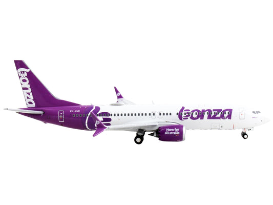 Boeing 737 MAX 8 Commercial Aircraft "Bonza Aviation" White and Purple 1/400 Diecast Model Airplane by GeminiJets