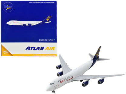 Boeing 747-8F Commercial Aircraft "Atlas Air - Apex Logistics" White with Blue Tail 1/400 Diecast Model Airplane by GeminiJets