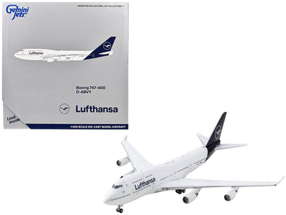 Boeing 747-400 Commercial Aircraft "Lufthansa" (D-ABVY) White with Dark Blue Tail 1/400 Diecast Model Airplane by GeminiJets