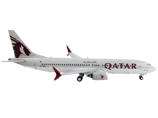 Boeing 737 MAX 8 Commercial Aircraft "Qatar Airways" Gray with Tail Graphics 1/400 Diecast Model Airplane by GeminiJets