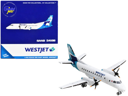 Saab 340B Commercial Aircraft "WestJet Airlines" White with Blue Tail 1/400 Diecast Model Airplane by GeminiJets