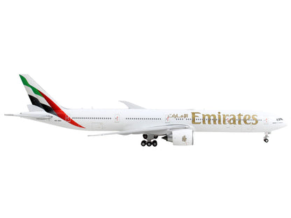 Boeing 777-300ER Commercial Aircraft "Emirates Airlines" White with Tail Stripes 1/400 Diecast Model Airplane by GeminiJets