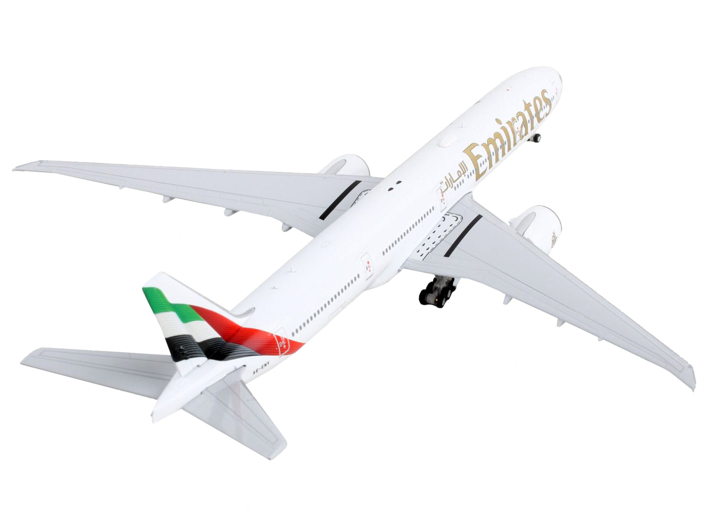 Boeing 777-300ER Commercial Aircraft "Emirates Airlines" White with Tail Stripes 1/400 Diecast Model Airplane by GeminiJets