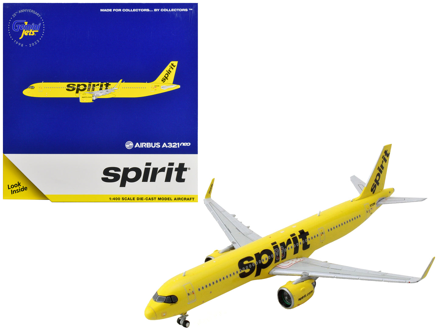 Airbus A321neo Commercial Aircraft "Spirit Airlines" Yellow 1/400 Diecast Model Airplane by GeminiJets