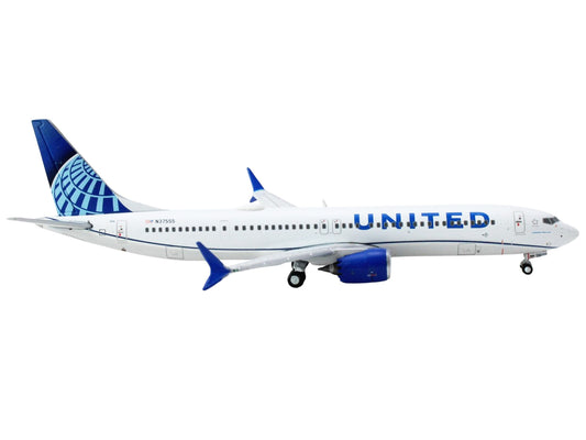 Boeing 737 MAX 9 Commercial Aircraft "United Airlines" (N37555) White with Blue Tail 1/400 Diecast Model Airplane by GeminiJets