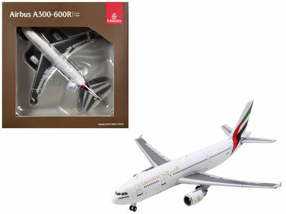 Airbus A300-600R Commercial Aircraft "Emirates Airlines" (A6-EKC) White with Striped Tail 1/400 Diecast Model Airplane by GeminiJets