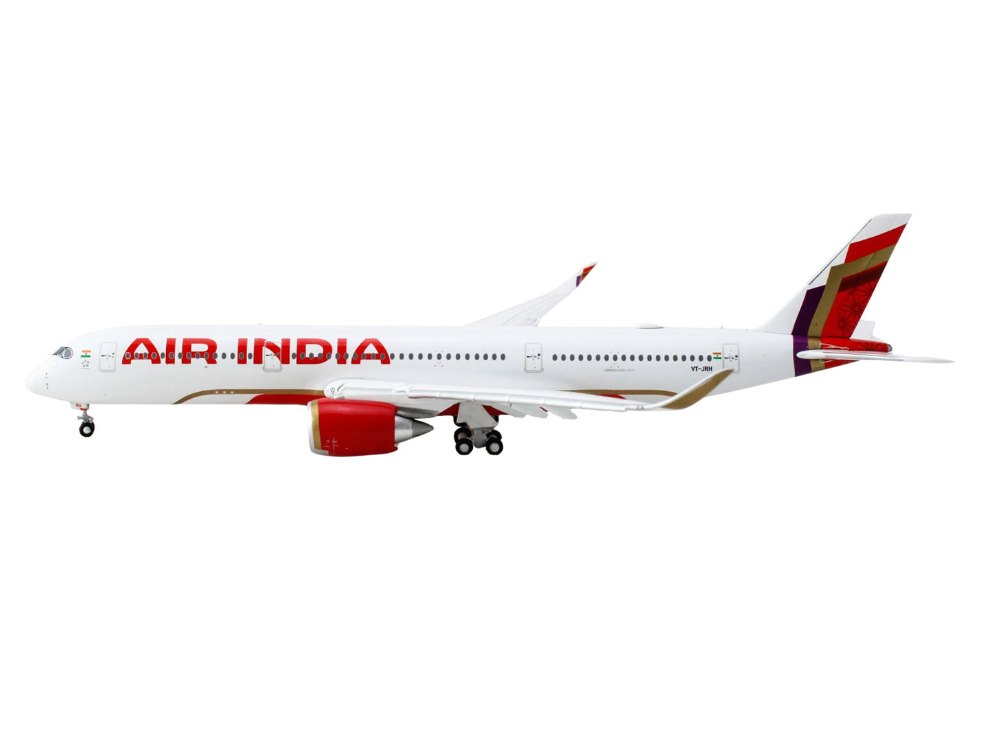 Airbus A350-900 Commercial Aircraft with Flaps Down "Air India" (VT-JRH) White with Tail Graphics 1/400 Diecast Model Airplane by GeminiJets