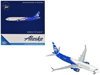 Boeing 737 MAX 8 Commercial Aircraft "Alaska Airlines - Honoring Those Who Serve" (N806AK) White and Blue 1/400 Diecast Model Airplane by GeminiJets