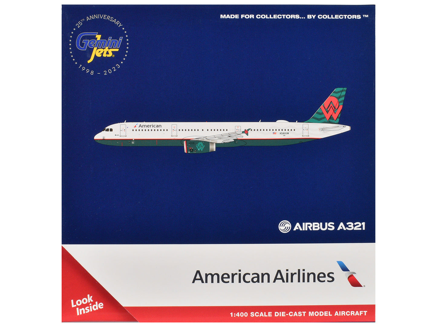 Airbus A321 Commercial Aircraft "American Airlines - America West Heritage Jet" (N580UW) White with Tail Graphics 1/400 Diecast Model Airplane by GeminiJets