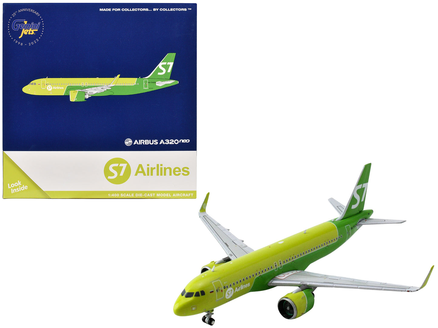 Airbus A320neo Commercial Aircraft "S7 Airlines" (RA-73428) Green Two-Tone 1/400 Diecast Model Airplane by GeminiJets