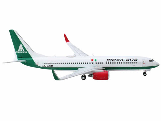 Boeing 737-800 Commercial Aircraft "Mexicana Airlines" (XA-ASM) White with Green Tail 1/400 Diecast Model Airplane by GeminiJets