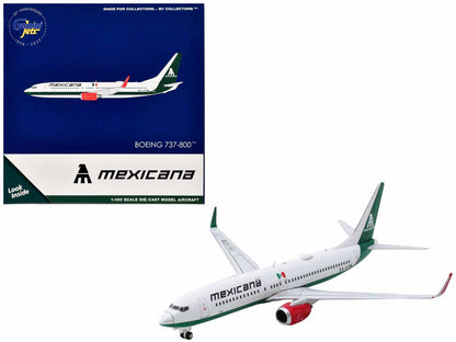 Boeing 737-800 Commercial Aircraft "Mexicana Airlines" (XA-ASM) White with Green Tail 1/400 Diecast Model Airplane by GeminiJets