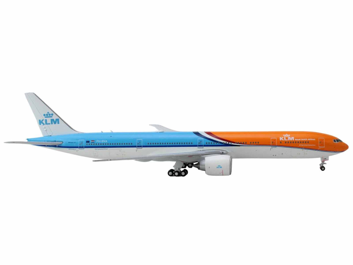 Boeing 777-300ER Commercial Aircraft "KLM Royal Dutch Airlines" (PH-BVA) Orange and Blue 1/400 Diecast Model Airplane by GeminiJets