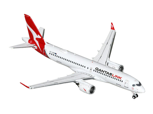 Airbus A220-300 Commercial Aircraft "QantasLink" (VH-X4B) White with Red Tail 1/400 Diecast Model Airplane by GeminiJets